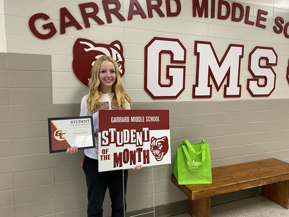 Eva Elleman receiving Student of the Month Award. 