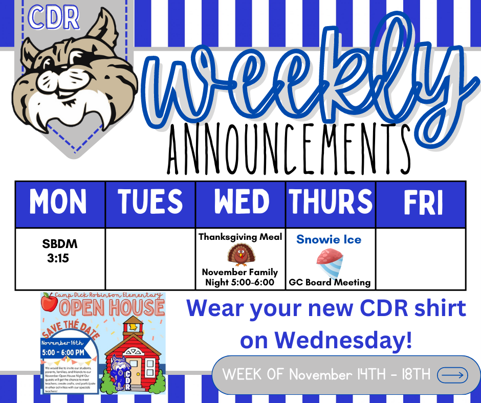 CDR Weekly Announcements
