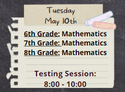 GMS KSA(Kentucky Summative Assessment) Testing Schedule for May 10th 
