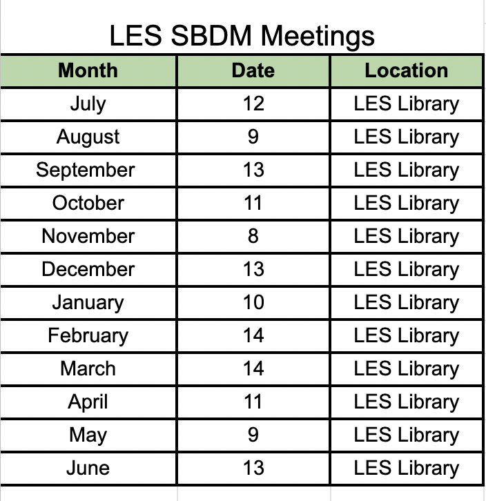 SBMD Committee Schedule