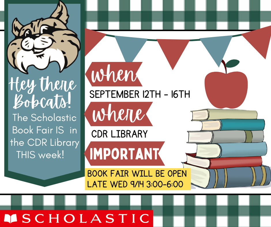 the Book Fair will be open late [TOMORROW] after school from 3:00pm - 6:00pm.  
