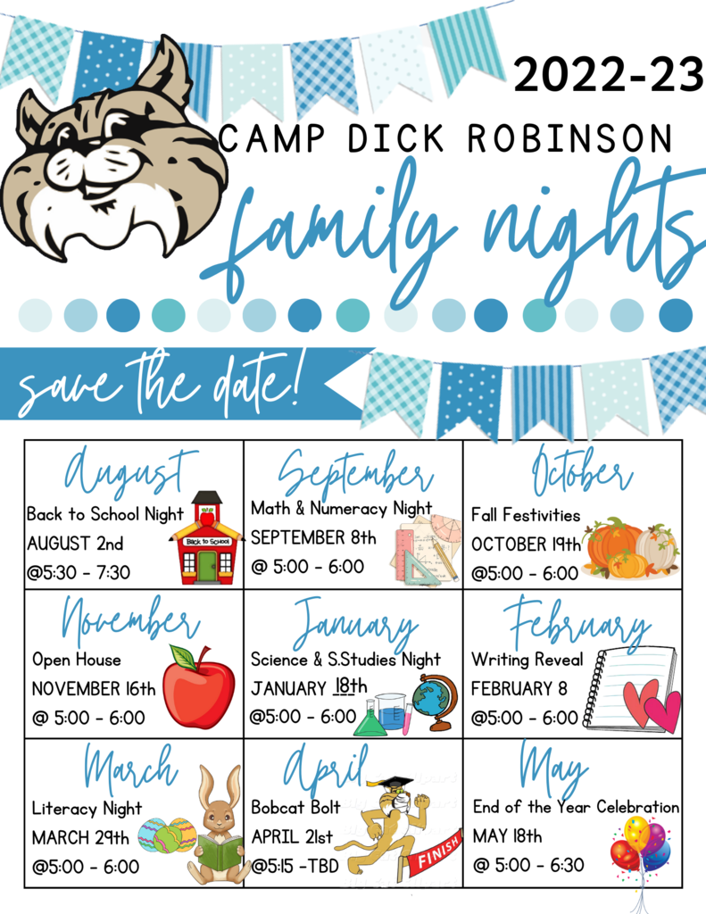 Save the Date for our upcoming CDR Family Nights this year! 