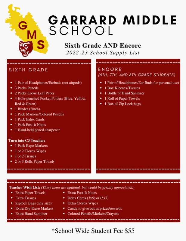 GLENSIDE MIDDLE SCHOOL SCHOOL SUPPLY LIST 2011/12