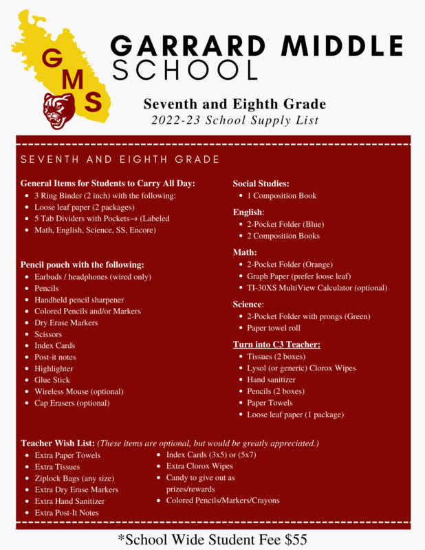 Smart Start School Supply List 2022-23 SY 